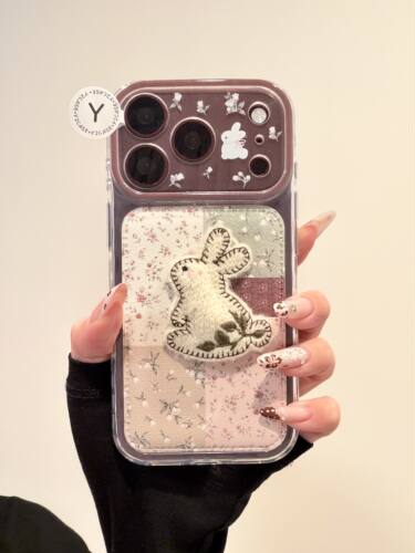 U2 秋冬可爱刺绣编织碎花兔子手机壳适用iPhone18系列