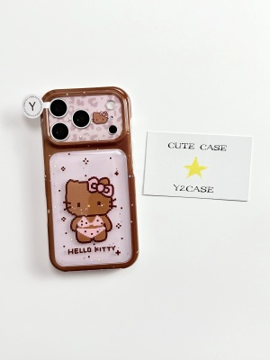 U2 ins风涂鸦豹纹拼豆黑皮Kitty酱IMD双层手机壳适用iPhone17新款小众苹果16简约15防摔保护套