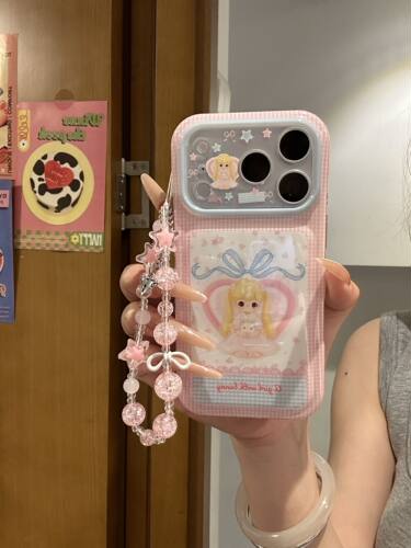 U2 碎花黄发女孩子防摔手机壳适用iPhone17pro Max新款苹果16日韩ins15卡通可爱日韩