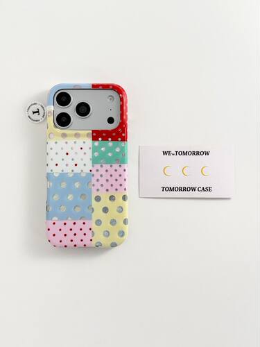 U2 韩系彩色拼接波点适用苹果17promax双层iphone16/15羽纱手机硬壳 防摔保护套