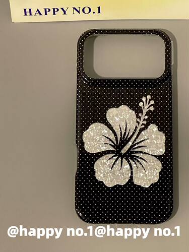 U2 古早风闪钻黑色波点扶桑花适用苹果iPhone17手机壳简约16双层少女防水个性15防摔保护套