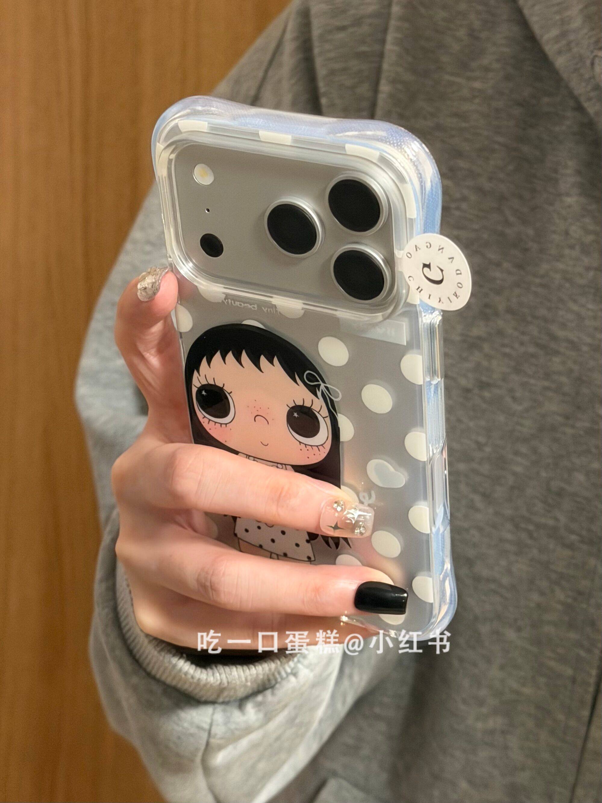 U2 银底满屏白波点大眼女孩兔子适用18promax手机壳iphone1716保护套