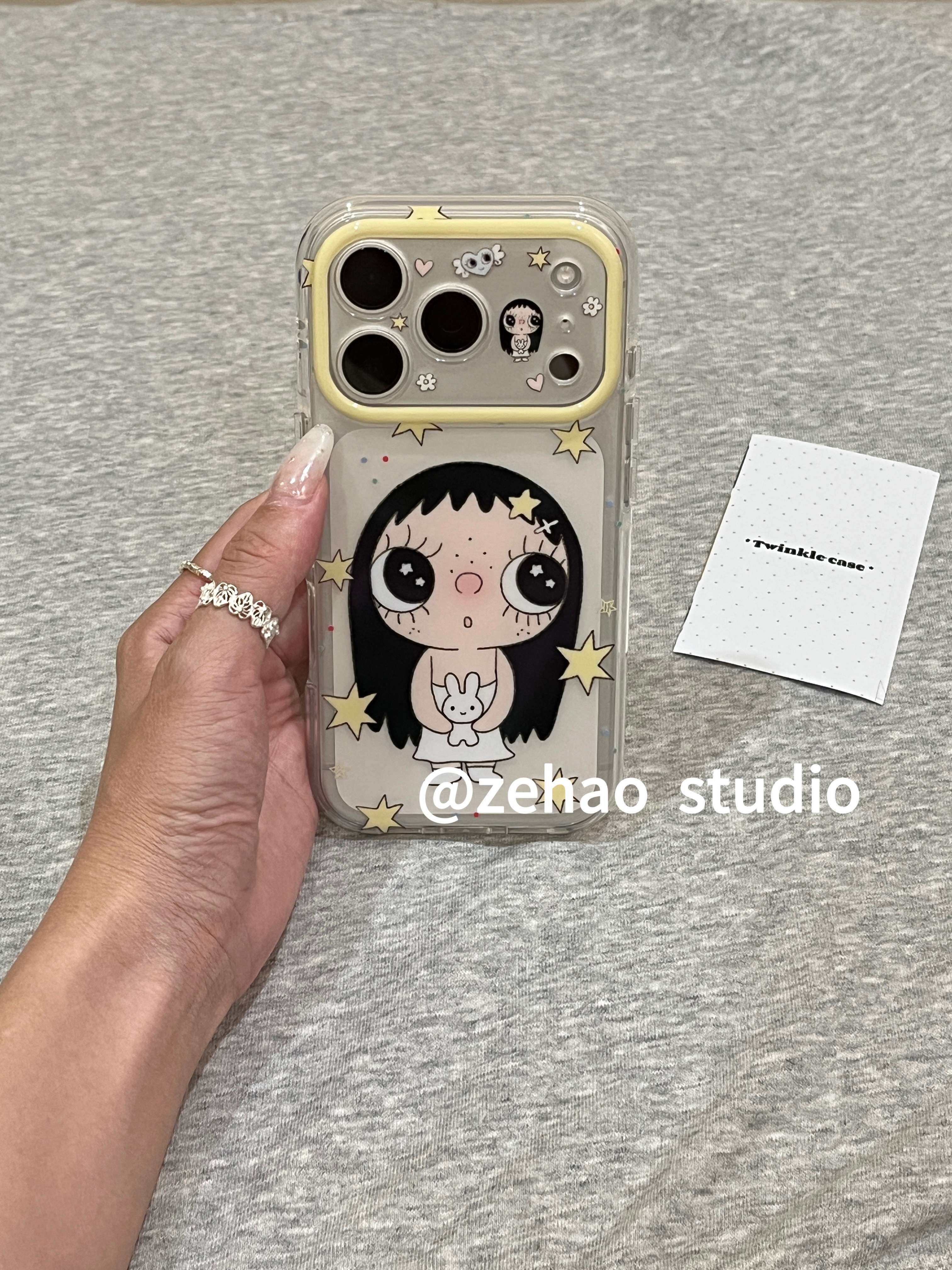 U2 透明黄色星星波点小玉适用苹果17promax新款小众手机壳iphone16pro卡通图案可爱15防摔保护套