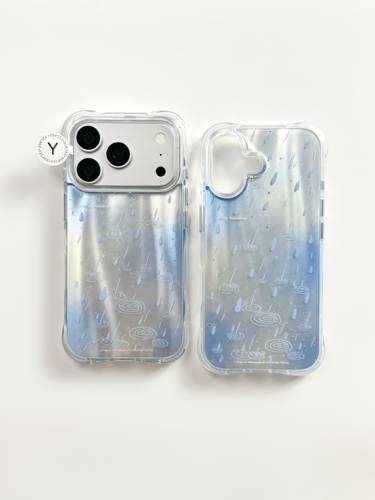 U2 ins风简约晕染蓝雨天漫步IMD双层手机壳适用iPhone18