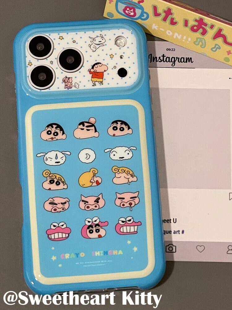 U2 ins古早蓝色可爱蜡笔小新适用iphone17promax新款小众苹果16手机壳15卡通防摔保护套