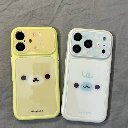 U2 滴胶轻松熊豆芝麻小海豹手机壳适用iPhone17系列苹果16pro Max可爱小众简约少女刺15防摔保护套