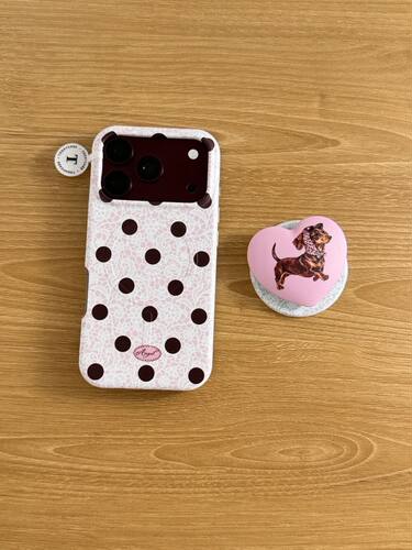 U2 韩系蕾丝波点腊肠狗适用苹果18磁吸iPhone17菲林16二合一15手机壳