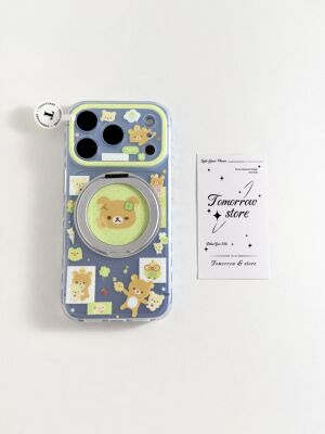 U2 360支点支架四叶草轻松熊适用苹果18双层iphone17可爱16/15手机壳