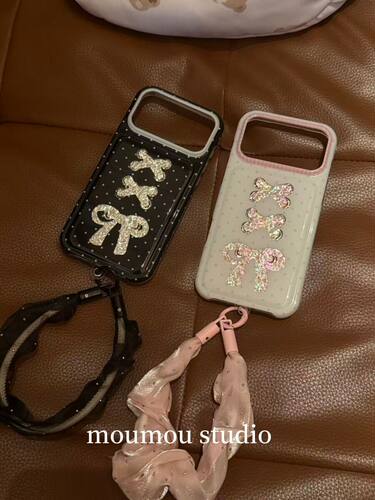 U2 氛围感i波点镭射蝴蝶结适用于苹果iPhone17promax手机壳16pro女15