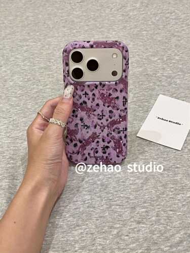 U2 古早紫色豹纹豹子适用苹果18promax双层iphone17气囊16防摔手机壳