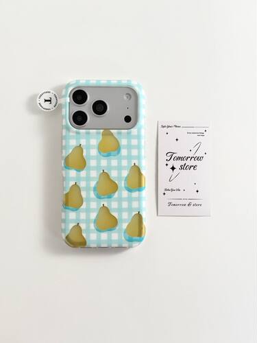 U2 韩系蓝格子半透雪梨适用苹果17promax新款小众可爱iphone16磨砂15手机硬壳防摔保护套