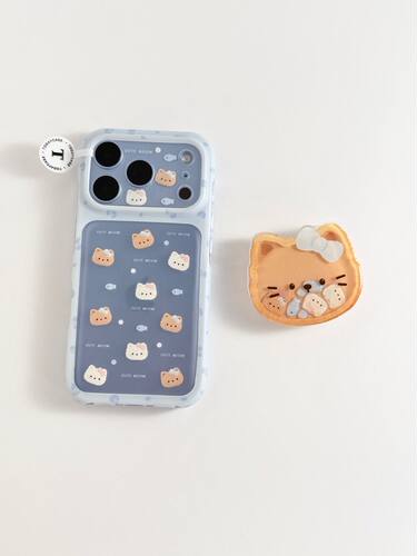 U2 蓝色豹纹猫咪小鱼适用苹果18pro全包iphone17/16可爱15透明手机壳