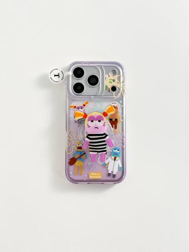 U2 透紫色比奇堡居民适用苹果17promax新款小众双层iphone16可爱15支架手机壳防摔保护套