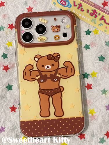 U2 ins可爱肌肉轻松熊适用iphone17promax新款小众苹果16个性简约手机壳15少女防摔保护套