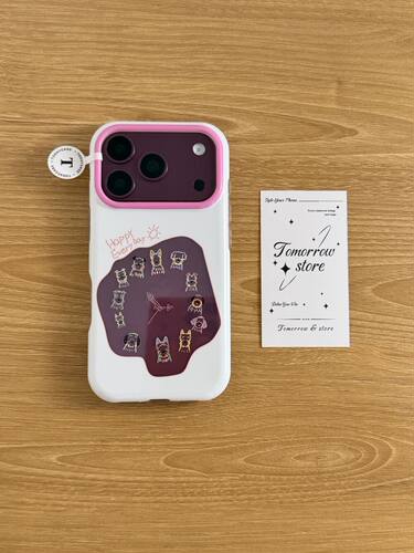 U2 镂空彩色线条小狗时钟适用苹果18pro透明17可爱iphone16/15手机壳