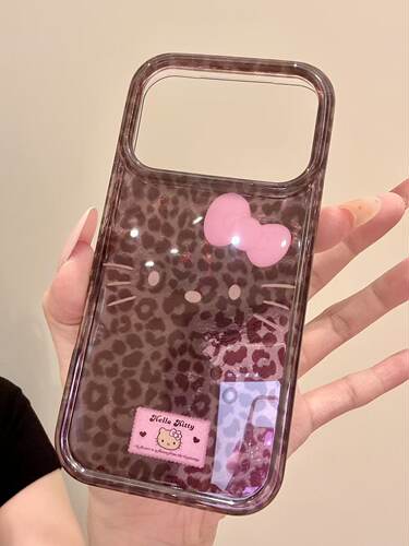 U2  适用于iphone18promax手机壳甜酷17棕豹纹粉蝴蝶结猫咪表情16新款