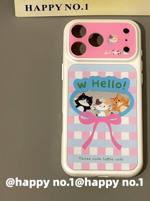 U2 全包镜头粉格纹小猫镜面适用苹果iPhone17新款小众手机壳双层16少女防水可爱15防摔保护套