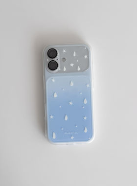 U2 适用时髦小众晕染白色雨滴星星苹果17pro Max新款简约手机壳iPhone16小清新15防摔保护套
