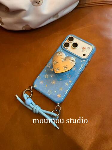 U2 ins韩系蓝底星星爱心适用于苹果iPhone17promax新款小众手机壳16pro女款15防摔保护套