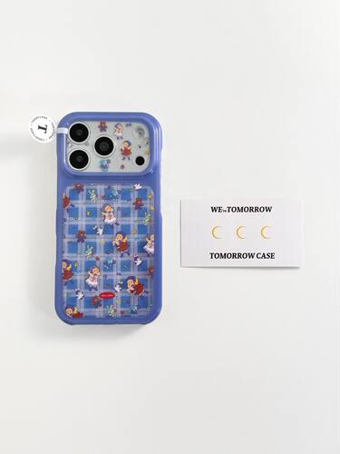 U2 蓝紫格纹小女孩适用苹果17promax新款小众可爱iphone16个性全包15透明手机硬壳防摔保护套