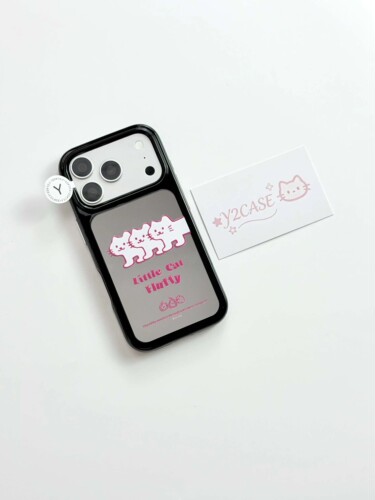 U2 ins风卡通涂鸦三只呆头呆脑小猫镜面手机壳适用iPhone17新款小众苹果16个性创意简约15防摔保护套