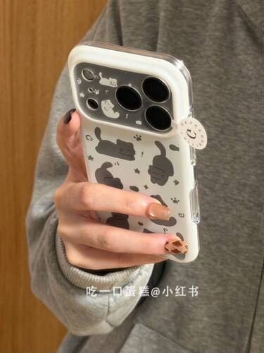 U2 白底镂空猫咪小鱼星星适用18promax手机壳iphone1716保护套