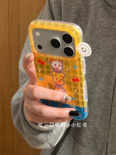 U2 黄蓝拼色蝴蝶结原田治适用18promax手机壳iphone1716保护套