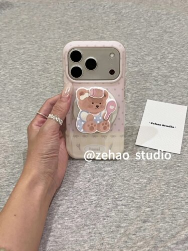 U2 粉底黄格纹星星餐具适用苹果17pro磁吸iphone16磨砂15支架手机壳新款个性防摔保护套
