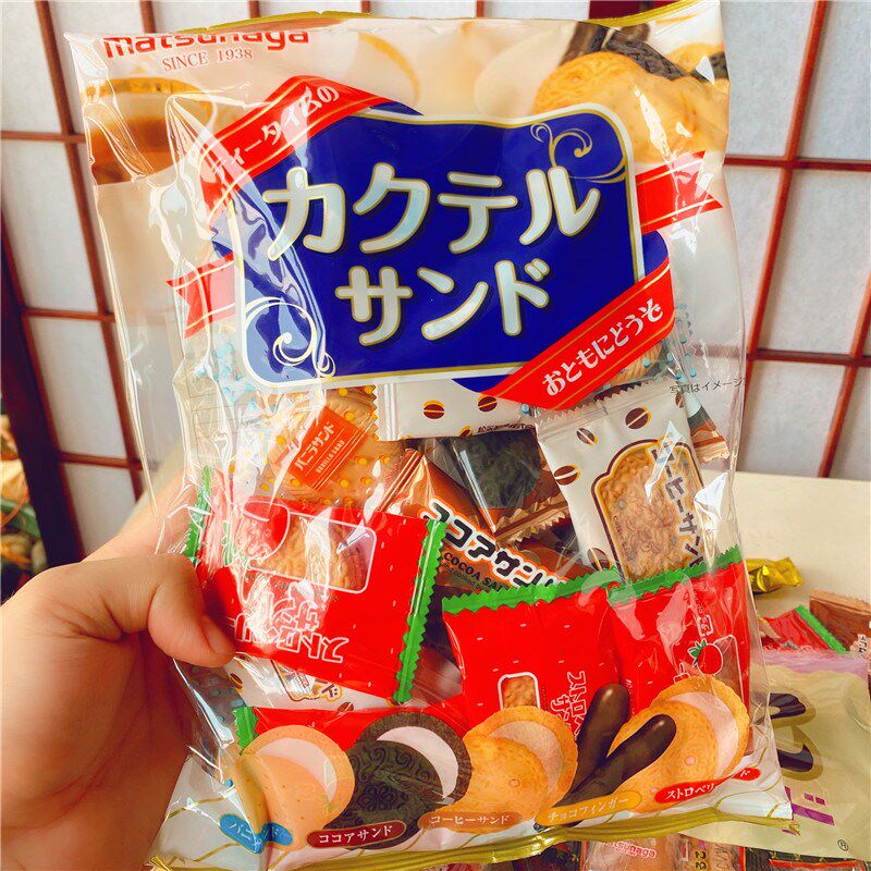 日本进口零食松永北海道红豆饼干什锦夹心曲奇饼V干休闲追剧点心