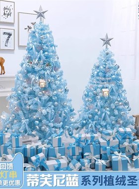 圣诞节新款2024蓝色圣诞树场景套餐圣诞节装饰品家用大型装饰摆件