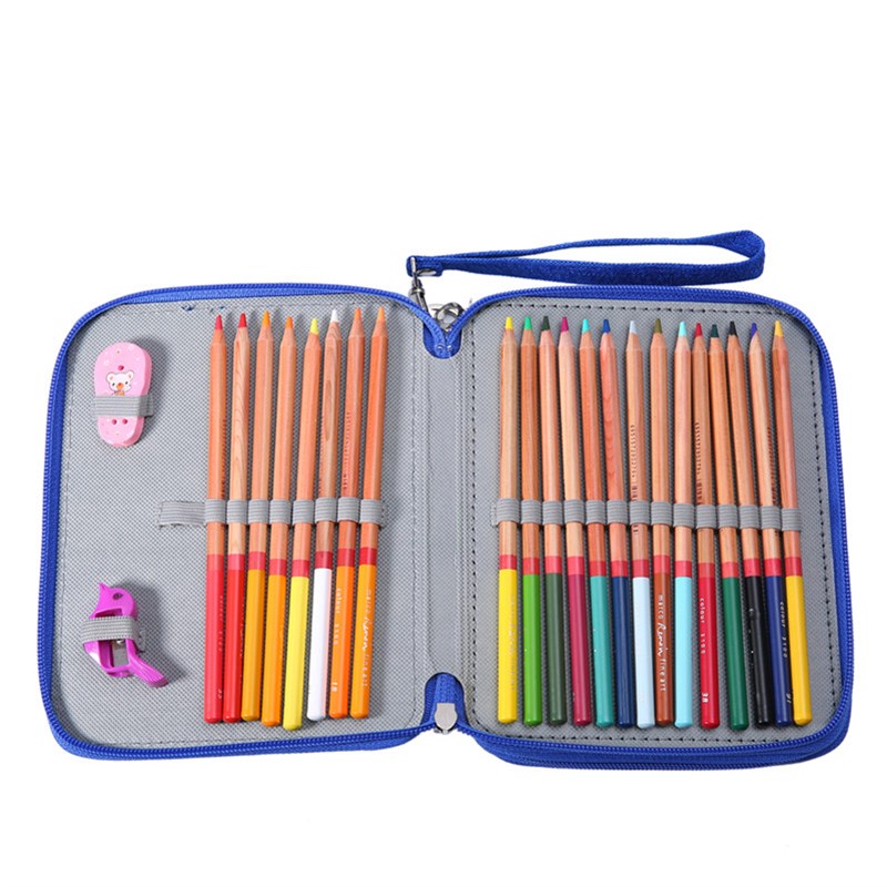 新款防水72色笔帘彩铅素描画笔收纳包文具盒炭笔铅笔袋男女美术生