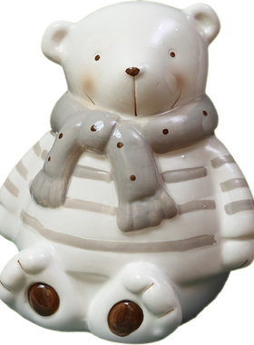 可爱卡通猫咪彩色陶瓷动物玩偶摆放手工绵羊桌面装饰储钱罐礼物