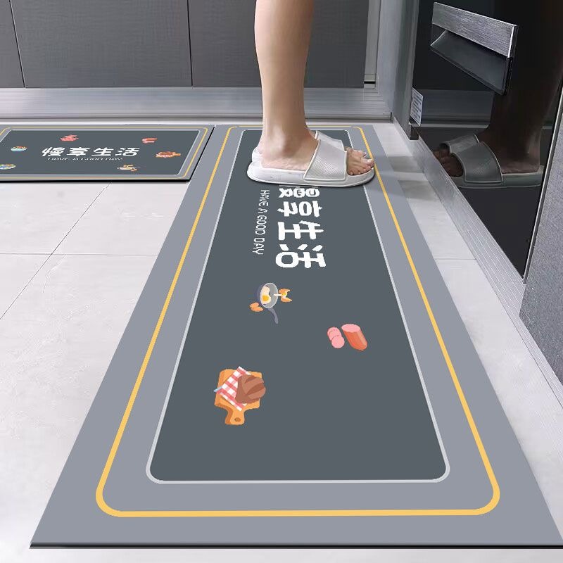 矽藻泥厨房地垫地毯家用长条吸水软垫可擦免洗止滑垫门口耐脏脚垫