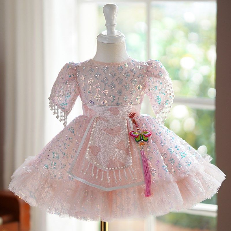 新中式国风童装儿童公主裙礼服主持人演出服女童礼服轻奢小众高端