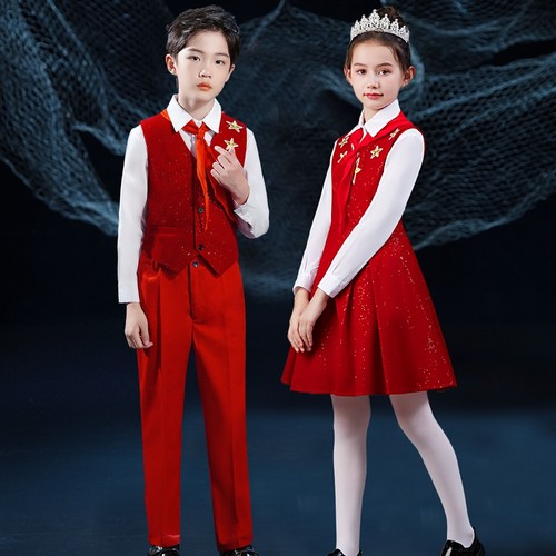 元旦儿童演出服大合唱团男女童礼服中小学生演讲比赛朗诵表演服装