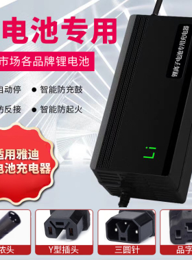 适用于雅迪电动车充电器锂电池专用原装正品卡侬头48V2A3A12A20AH