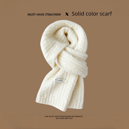 暖到心坎里~含羊毛麻花针织围巾