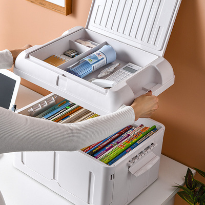 松茂双层大容量折叠收纳箱书本