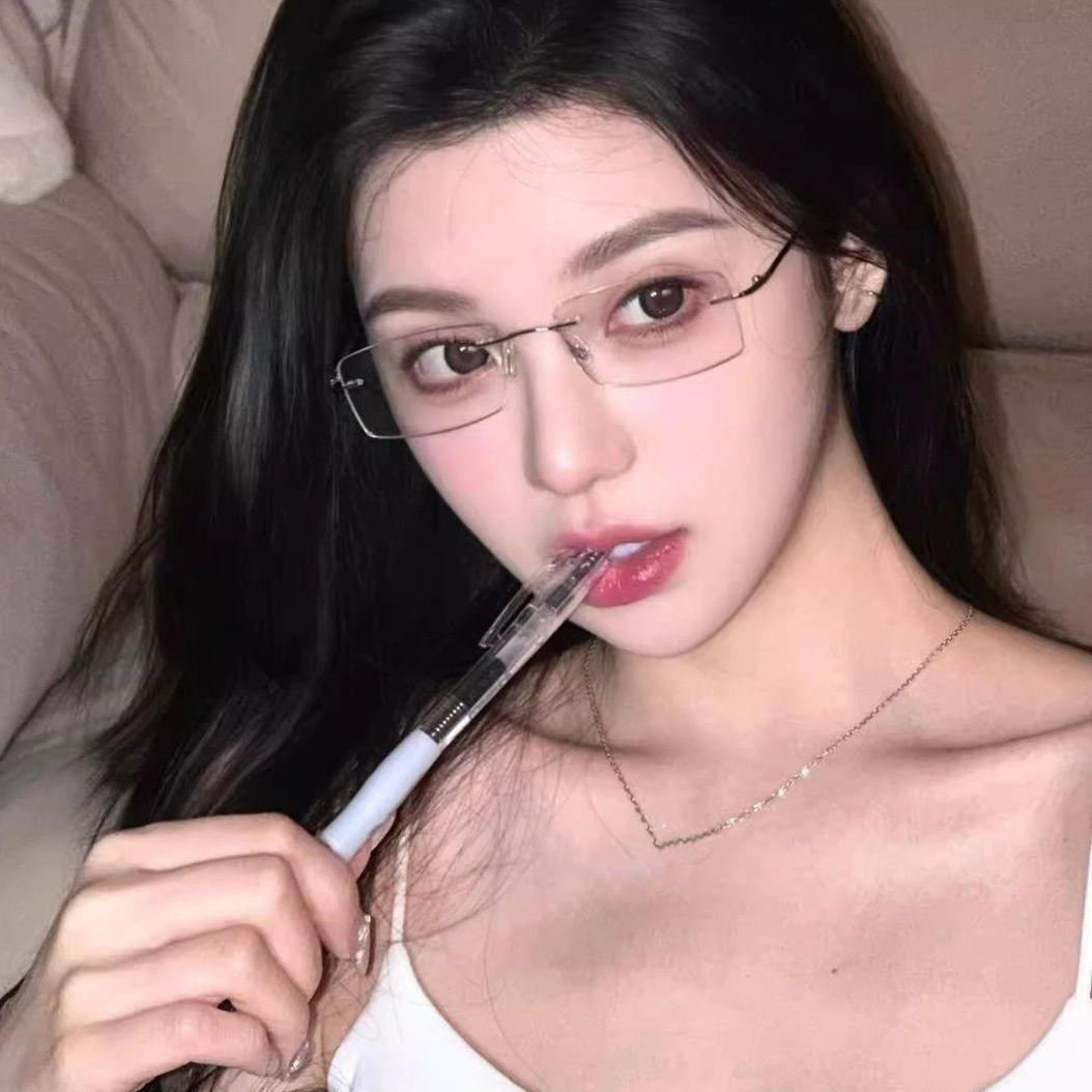 网红无框眼镜近视镜可配有度数