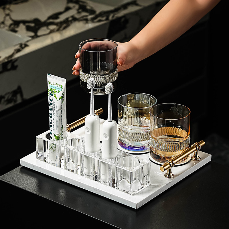 水晶玻璃牙刷置物架套装入宅送礼