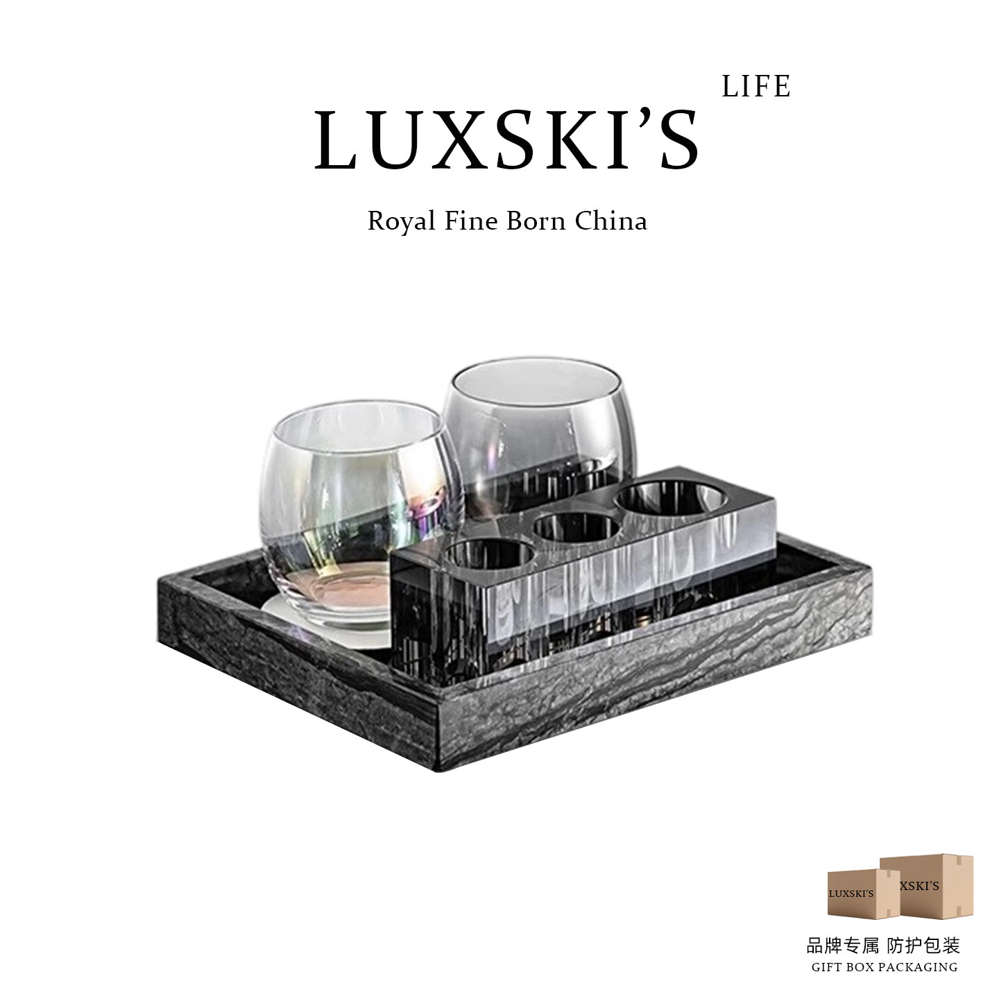 LUXSKI高级感水晶电动牙刷置物架酒店漱口杯收纳主卫生间洗漱套装