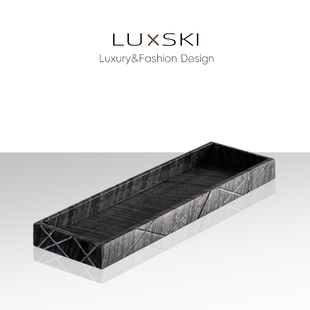 LUXSKI酒店风主卫生间台面置物架牙具收纳底座高级感托盘洗漱杯架