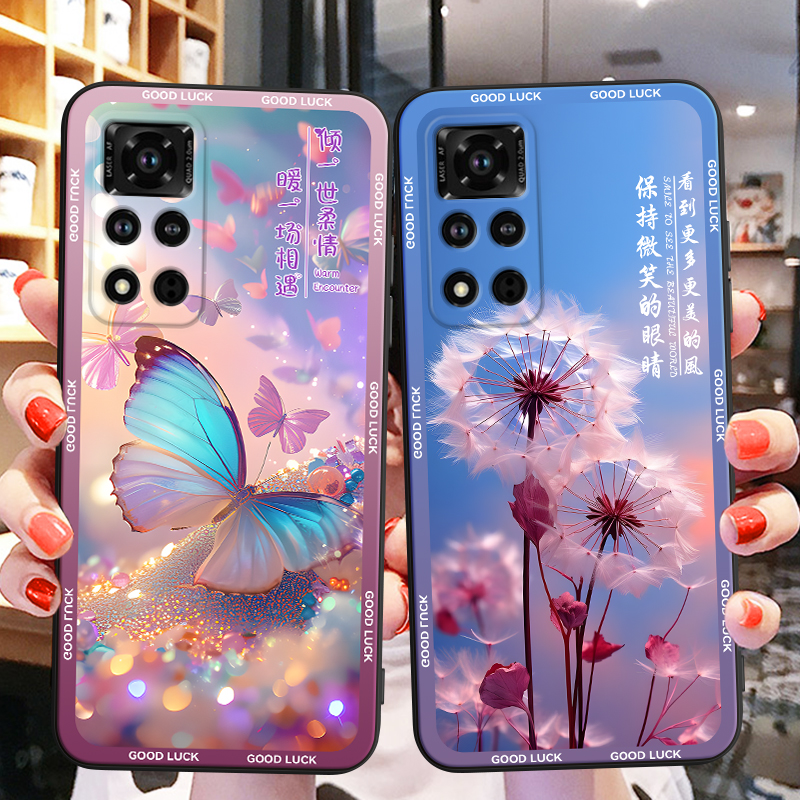 彬彧适用于华为荣耀v40手机壳yok-an10新款保护套honorv40防摔软硅胶外壳。荣耀v4o梦幻蝴蝶yok-an10网红气质