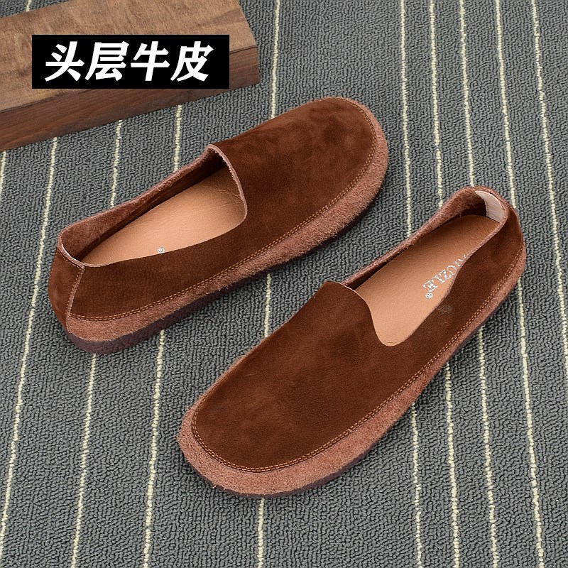 豆豆鞋男真皮透气休闲一脚蹬外贸男鞋轻便软底牛皮潮流皮鞋懒人鞋