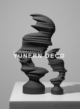 现代轻奢样板房间艺术q雕塑摆件家居售楼处玄关柜抽象人物软装饰