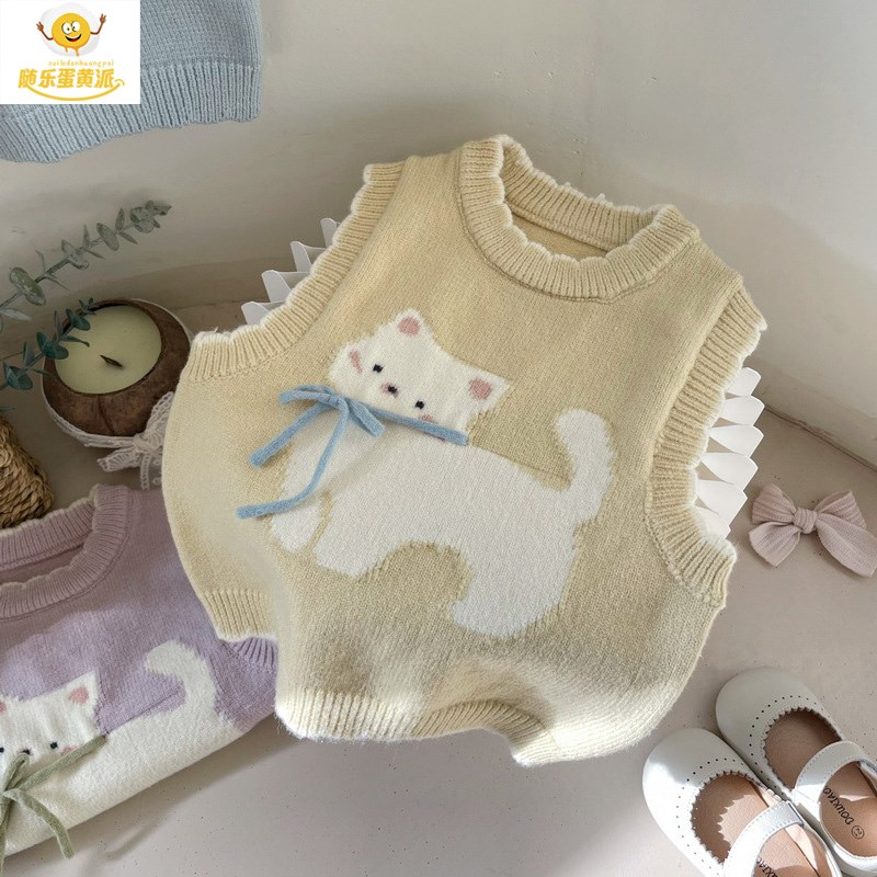 女童针织马甲婴儿童宝宝春季新款毛衣小背心内穿毛线外穿马夹上衣
