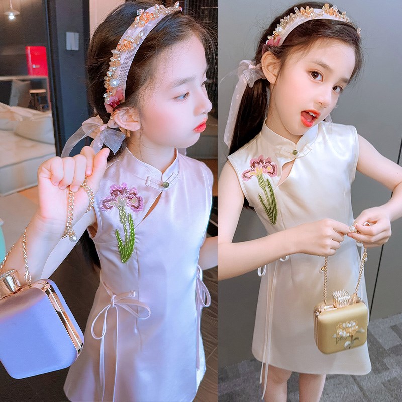 高级感女童旗袍连衣裙夏季薄款2024新款洋气新中式国风公主裙礼服