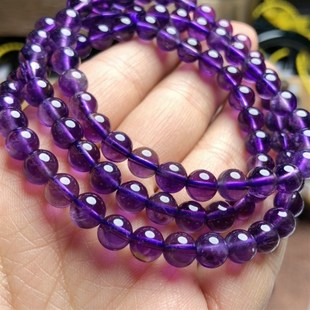 Z676 7mm多圈首饰手串礼物 天然紫水晶三圈手链约6