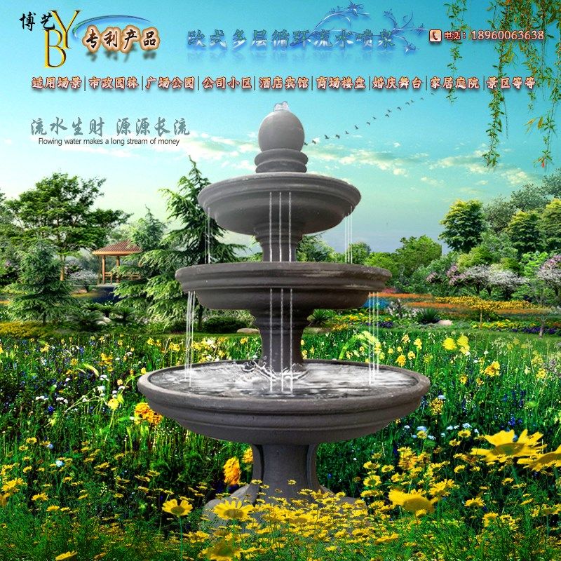 欧式户外庭院多层循环流水喷泉大摆件H大型风水球别墅装饰鱼池景