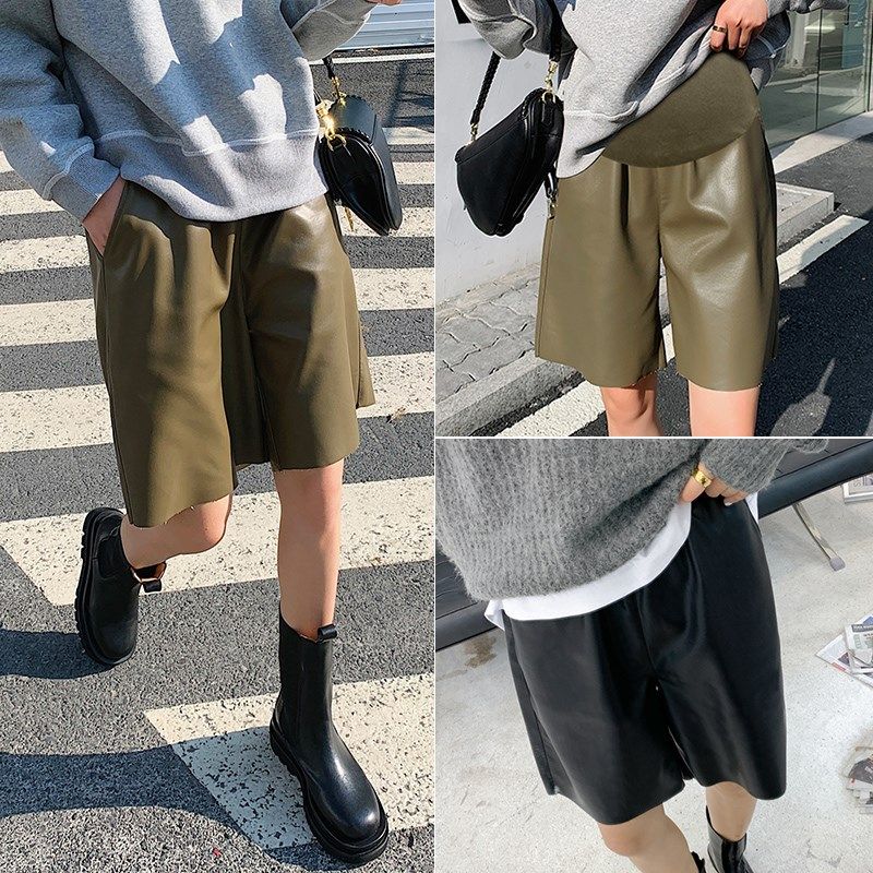 2023秋季新款孕妇五分裤宽松皮短裤高腰休闲中裤外穿直筒阔腿裤子,孕妇装/孕产妇用品/营养,孕妇休闲裤,淘宝优惠券,粉丝福利购,淘宝优惠卷